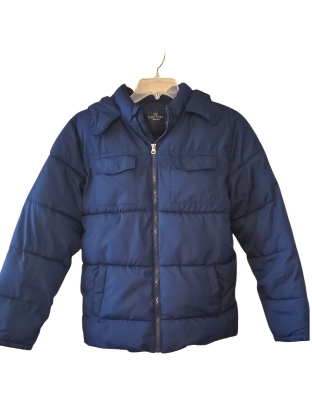 Faded Glory Boys Size 18 Navy Puffer Winter Jacket With Hood